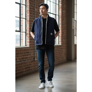 Carhartt Men's Flame-Resistant Duck Sherpa-Lined Vest Color: Dark Navy Size: Med